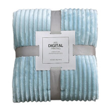 TEVEQ queen blanket grey silky flannel fleece 3D ribbed