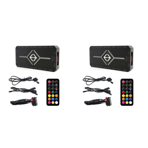 2X ARGB PWM Controller Wireless Remote Fan Hub PWM ARGB Controller Hub Adapter Computer PC Case Case Radiator