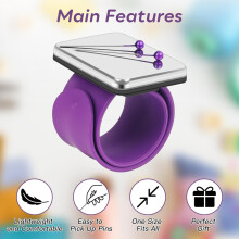 Braccialetto Magnetico con Cuscinetto per Spilli da Cucito con Set da 100 Pezzi da 1,5 Pollici con Testa A Sfera, Porta Spilli da Polso In Silicone