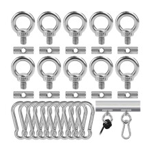10 Topes de Riel para Toldo de 6 mm con 10 Mosquetones, Ganchos para Toldo de RV de Acero Inoxidable 304 para Luces, Toldo para Acampar