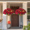 Artificial Christmas Hanging Basket with LED Lights Red 8