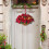 Artificial Christmas Hanging Basket with LED Lights Red 7