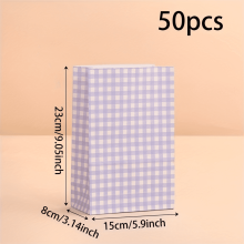 Colorful candy-colored grid-bottom paper bags 50 pcs