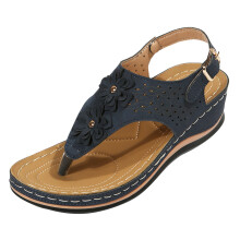 Women's open toe thong sandals navy size 6.5 wide