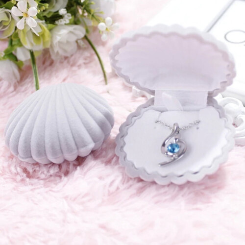 Women's velvet jewelry case shell shape 1 piece 2