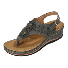 Women's Open Toe Thong Sandals Grey Size 6.5 Wide