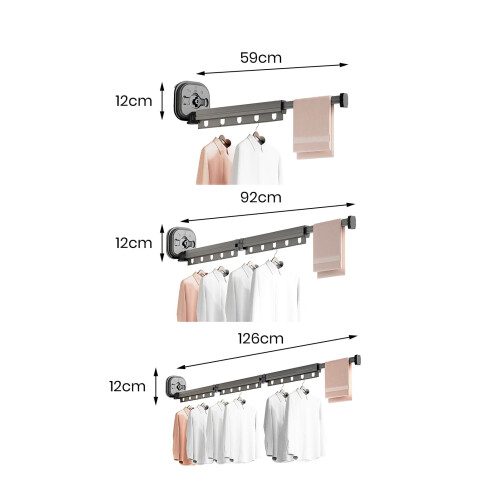Washranp Wall-Mounted Drying Rack Aluminum Alloy 1-Pack 2