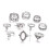 Women's silver vintage crystal stack rings set 1