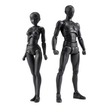 PVC Art Model Figure Set Female and Male Black