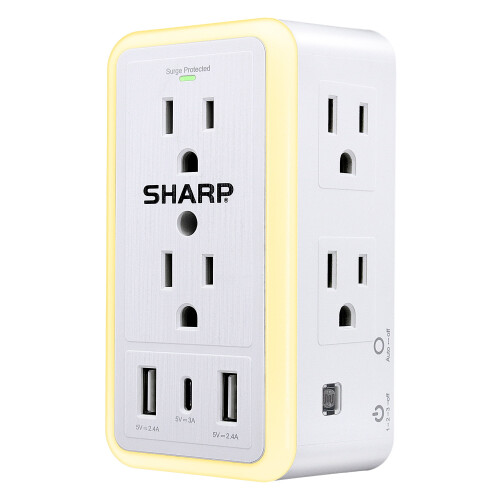 USB electrical outlet compatible with SHARP white, 9-port