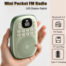Rádio FM de Bolso com Display LED, Receptor de Rádio Digital, Alto-Falante 5.4 Recarregável, Cartão TF, Caixa de Música MP3, Reprodutor A