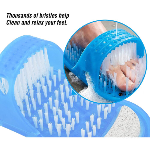 Bathroom foot scrubber brush with bristles blue 1