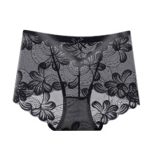 Women's full-coverage lace brief panties black