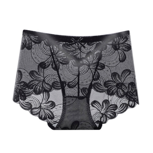 Women's full-coverage lace brief panties black