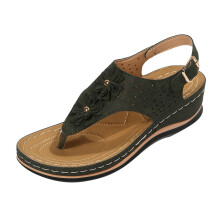 Women's Open Toe Thong Sandals Army Green Size 7.5 Wide