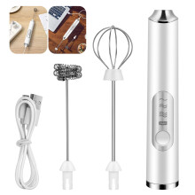 Mélangeur électrique mousseur à lait portable, petit fouet, pâte danoise, boissons au lait, plastique blanc