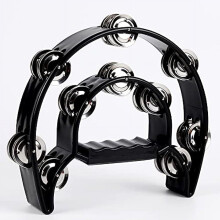 Tambourine Black Half-Moon Metal Jingles Double Row