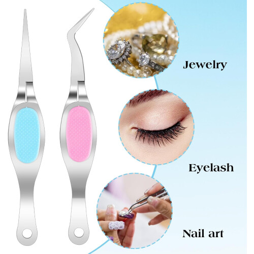 Precision Tweezers Set Angled Needle Nose 4 Pcs 1