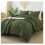 Dark Olive Green Comforter Set Boho Tufted 3-Piece 2