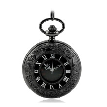 Antique pocket watch with black dial
