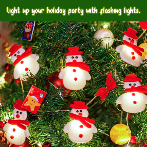 Christmas snowman string lights 10 LED 5.4 ft battery 2