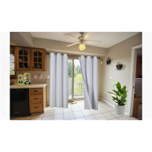 NOA White Lined Window Curtains 95 inch Long Set of 2
