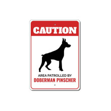 Dobermann Pinscher Vorsicht Metallschild 8x12 Zoll
