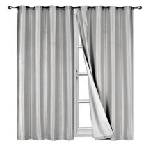 Blackout Curtain Silver 95 inch 2 Panels Grommet Top