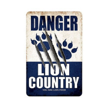 Letrero metálico de Danger Lion Country, estilo vintage retro, 16x12 pulgadas.