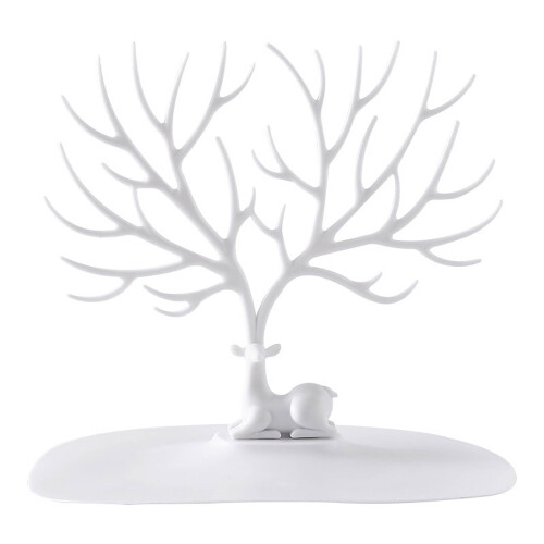 Deer Head Display Stand White Jewelry Organizer 1pc