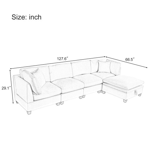 LUCKHAO L-style upholstered modular sectional sofa with 2