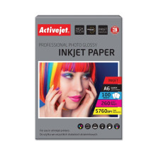 Activejet AP6-260GR100 photo paper for ink printers; A6; 100 pcs 10x15