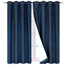 Adam blackout curtain faux silk 2 panels 37x84 inch navy