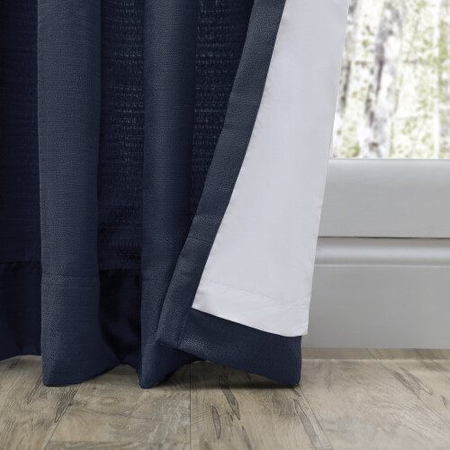 Grasscloth curtain panel navy 54 in W x 54 in L 1