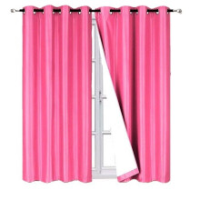 Adam blackout curtain faux silk 2 panels 37x84 inch hot pink