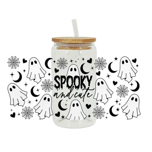UV DTF Cup Wraps Halloween Ghost Bat Spiderweb Pumpkin 6