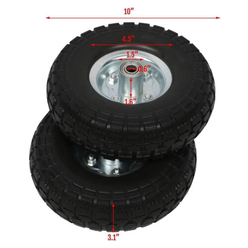 Solid Rubber Wheels for Garden Cart 10-Inch 4 Pcs 1