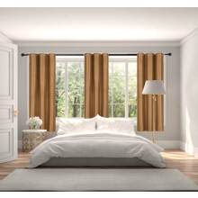 K86 Linen Blackout Curtain with Grommets Gold 63 inch