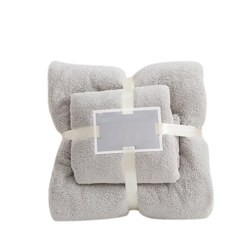 Travel towel set microfiber quick-dry 2 pcs grey