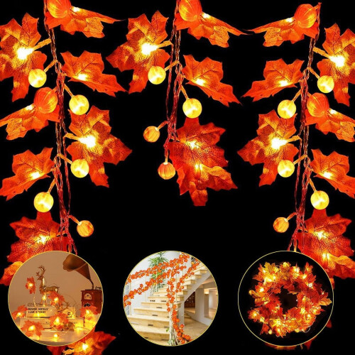 Sinhoon LED pumpkin string lights with maple leaves 40