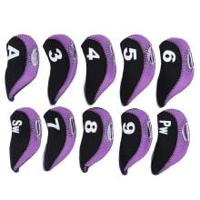 10PCS Neoprene Dubh Corcra Uimhir Áisiúil Uilíoch Bog Clúdach Putter Gailf Iarainn Clúdach Ceannchlúdaigh Club le linn Taistil Allamuig