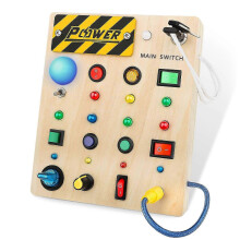 Giocattolo interattivo con luci e interruttori, tavola in legno per bambini da 1 a 3 anni, regalo divertente.