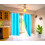 K32 Turquoise Blackout Curtain Panel Faux Lined Silver 1
