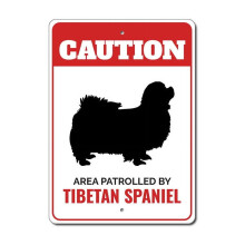 Tibeti spániel figyelmeztető fémtábla 8x12 hüvelyk