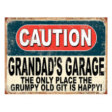 Grandad's Garage Metal Sign Retro Funny Gift 8x12 Inch