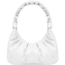 Borsa a tracolla da donna con arricciature, borsa a spalla trendy Sofii, borsetta piccola bianca