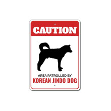 Metalowy znak ostrzegawczy dla psów koreańskich Jindo 8x12 cali