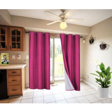 Hot Pink Blackout Thermal Curtain Panel with Silver