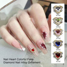 Pink Heart 3D Nail Art Decor Alloy Ornaments 10pcs