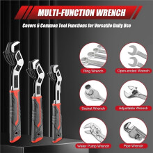 Pipe Wrench Set 6" 8" 10", Self Adjusting Wrench, Plumbers Wrench with Self Tightening Functionfor 9/32"-1 3/8"(7-35mm)